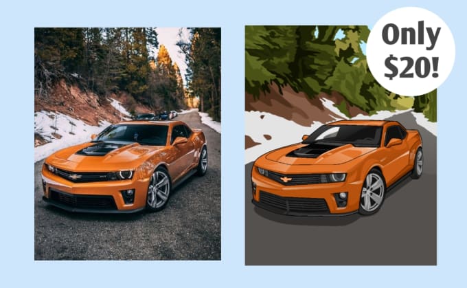 Gig Preview - Draw vector car or any vehicle with background from your photo