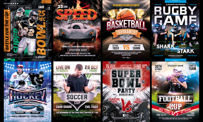 Gig Preview - Design professional sports, football, basketball, boxing, soccer flyer poster