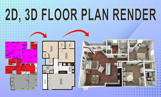 Gig Preview - Do 2d, 3d floor plan realistically render in ps and autocad