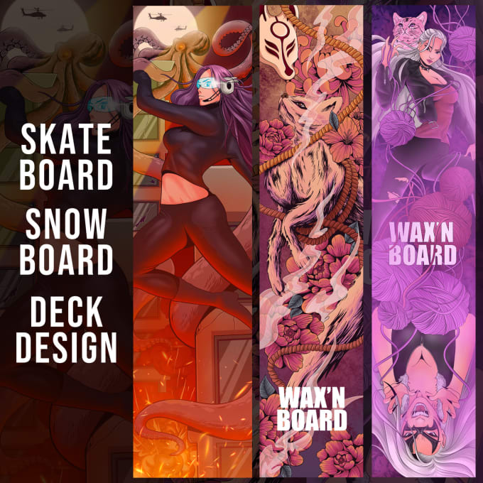 Gig Preview - Design a illustration for skateboard deck and snowboard