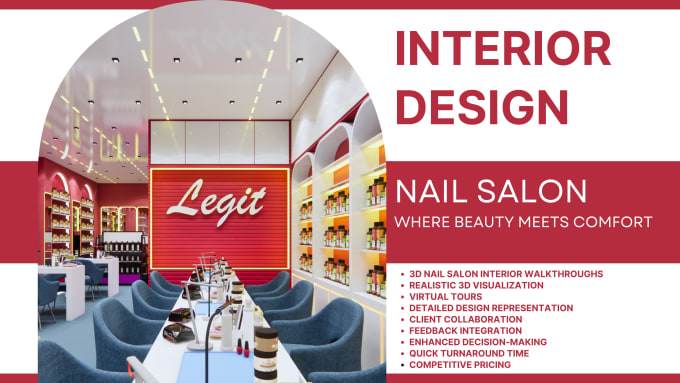 Gig Preview - Design 3d interior for nail salons, hair salons, and wig shops