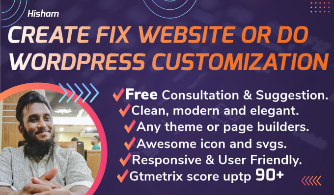 Gig Preview - Create fix or customize wordpress website or theme