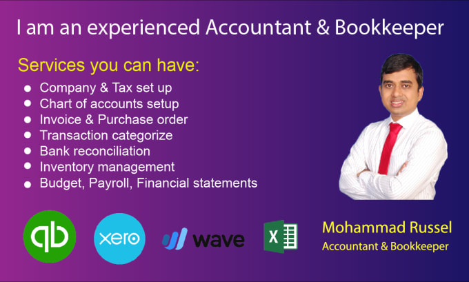 Gig Preview - Accomplish setup, cleanup and bookkeeping in quickbooks online, xero and wave