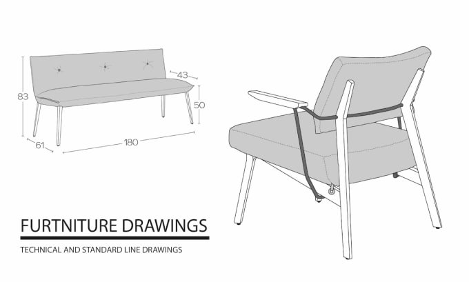 Gig Preview - Do technical line drawing of furniture