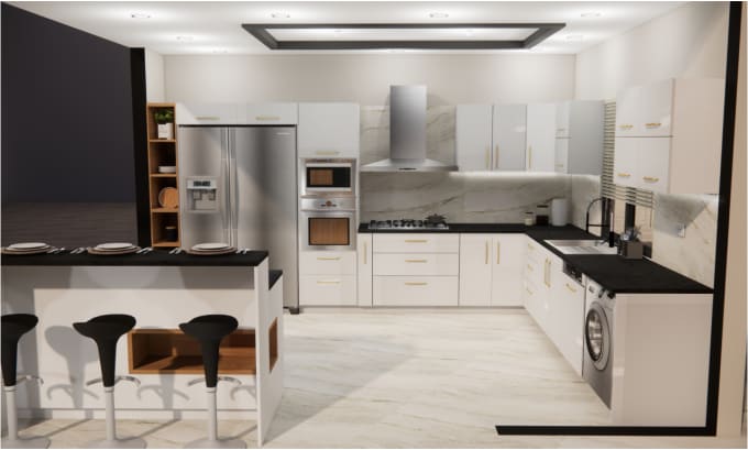 Gig Preview - Design kitchen interior and exterior in 3d and render