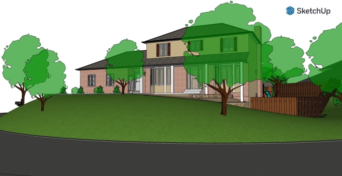 Gig Preview - Draw 3d with sketchup from eksisting building and landscape