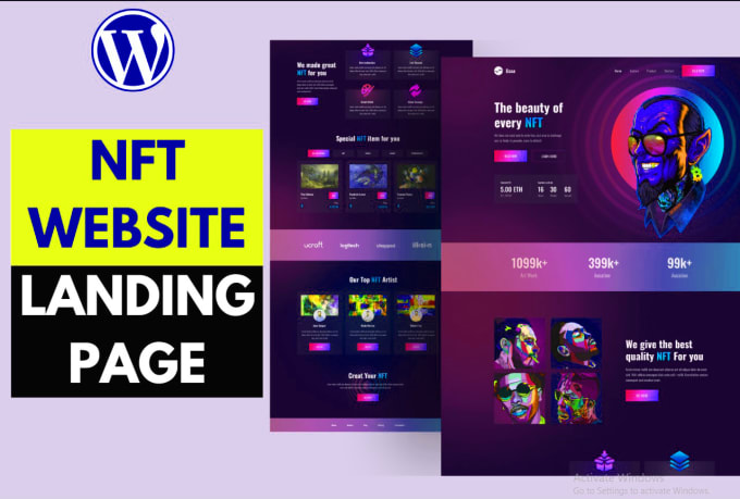 Gig Preview - Design wordpress nft minting website and crypto landing page