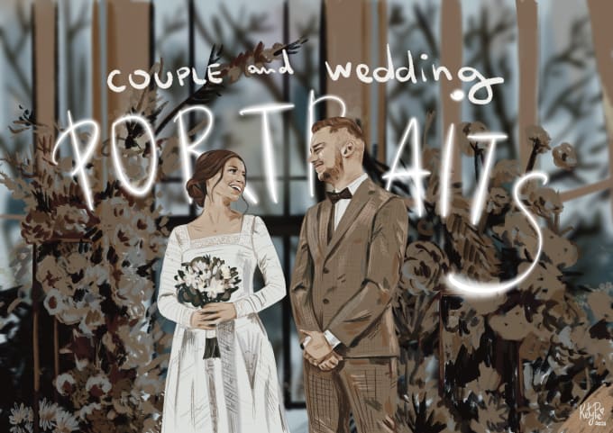 Gig Preview - Draw cute couple and wedding portrait illustration