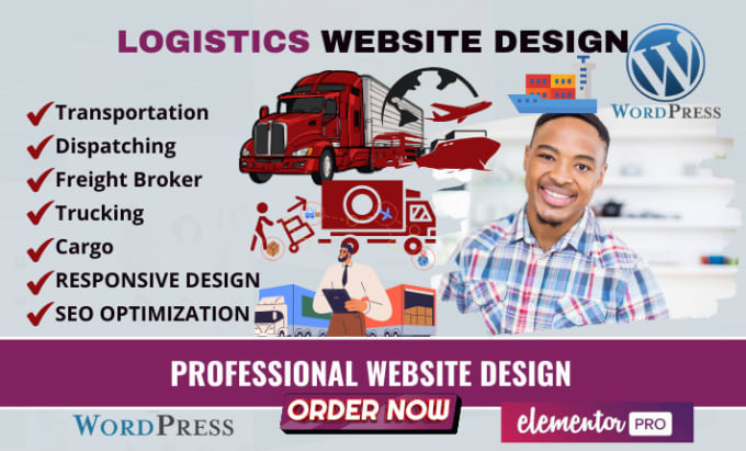 Gig Preview - Design logistic dispatch shipping truck cargo transport freight broker website