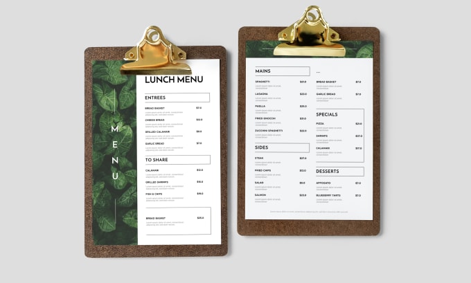 Gig Preview - Design custom food restaurant or price list menu