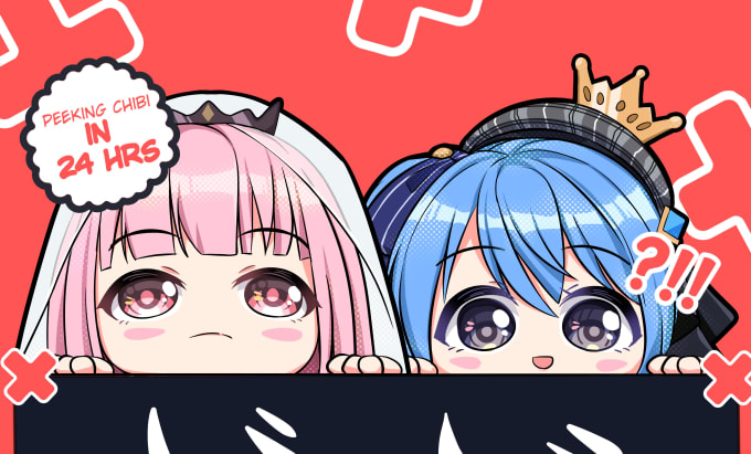 Gig Preview - Draw anime chibi emote peeking in 24 hours