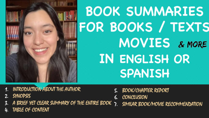 Gig Preview - Write a summary of a book movie or audio in english or spanish