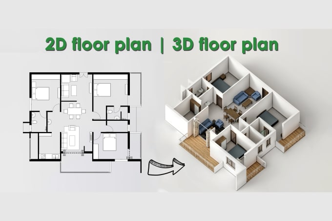 Gig Preview - Make 3d floor plan from your cad file or sketch