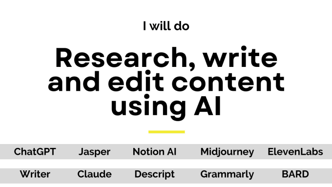 Gig Preview - Research, write and edit stunning content using ai