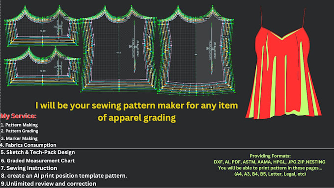 Gig Preview - Be your sewing pattern maker for any item of apparel grading