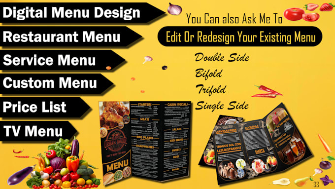 Gig Preview - Professional restaurant menu design, food menu or digital menu