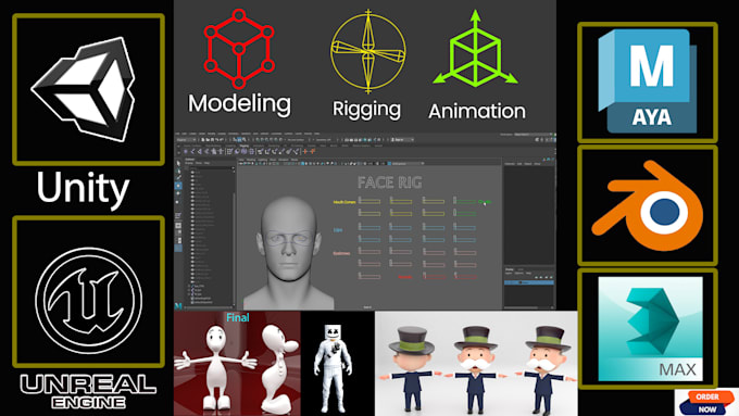 Gig Preview - 3d modeling rigging and animations