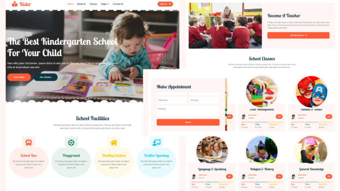 Gig Preview - Design colourful preschool daycare kindergarten childcare toddler nanny website