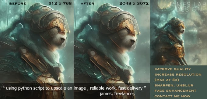 Gig Preview - Upscale, improve your ai art or any image with python