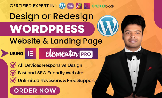 Gig Preview - Elementor website landing page design redesign by wordpress elementor pro expert