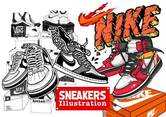 Gig Preview - Draw sneakers icon illustration with thick lines for you