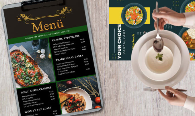 Gig Preview - Provide food menu card design and restaurant menu design