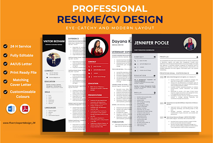 Gig Preview - Make professional resume design, cv and cover letter template