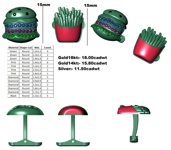 Gig Preview - Do custom jewelry design, 3d modeling, and rendering