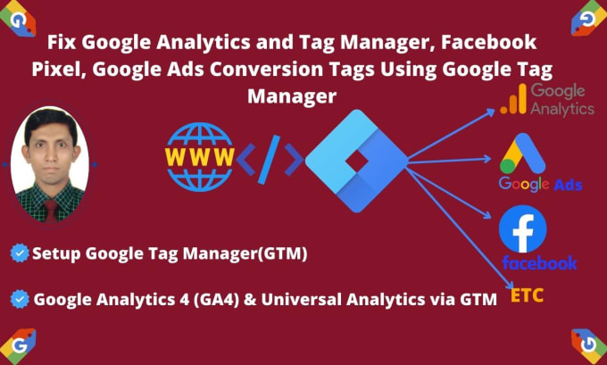 Gig Preview - Fix or setup google analytics 4 ecommerce tracking with tag manager in 24 hours