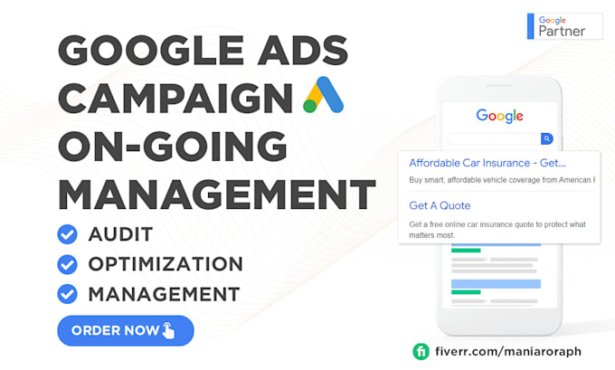 Gig Preview - Be your ongoing google ads adwords campaign manager