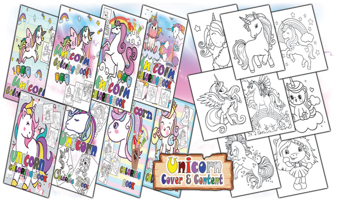 Gig Preview - Do unicorn kids coloring book cover and  interior design for KDP