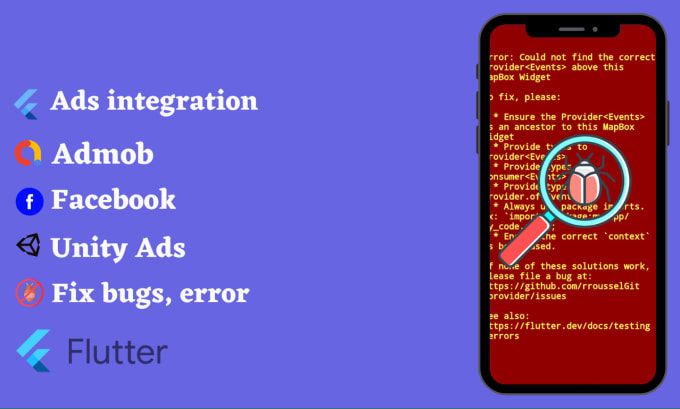 Gig Preview - Fix bugs and errors in flutter for android and ios apps, integrate admob ads