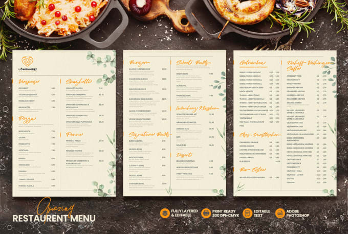 Gig Preview - Design eye catching food menu, restaurant flyers, food flyer