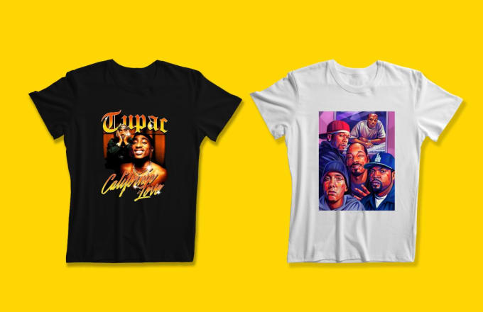 Gig Preview - Design a vintage old school 90s rap tshirt mockup