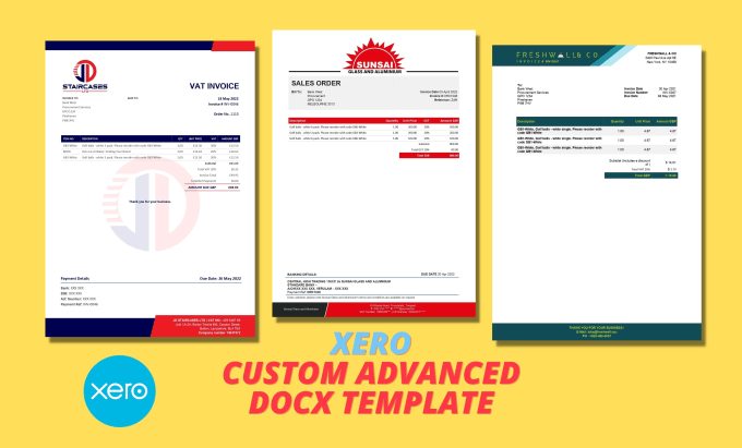 Gig Preview - Design xero custom invoice templates docx PDF