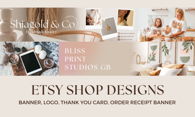 Bestseller - design luxury etsy shop banner, logo, thank you card, or order receipt banner