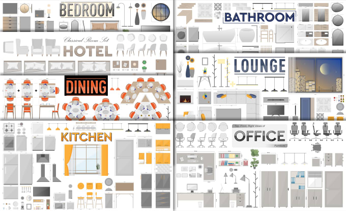 Gig Preview - Send 20 furniture sets for architectural drawings