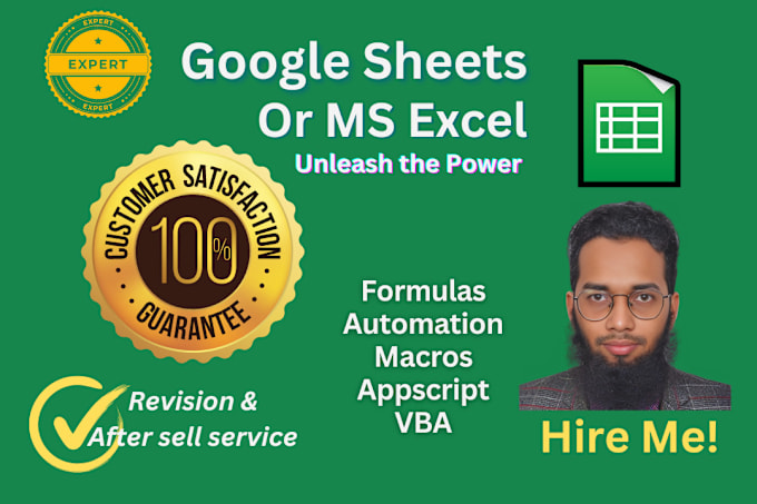 Gig Preview - Automate google sheets, and excel using appscript and vba