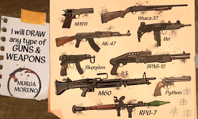 Gig Preview - Draw any type of guns and weapons