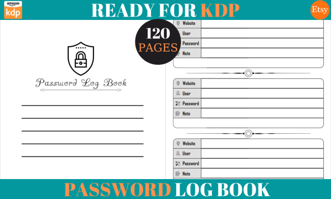 Gig Preview - Give 120 password log books with KDP content