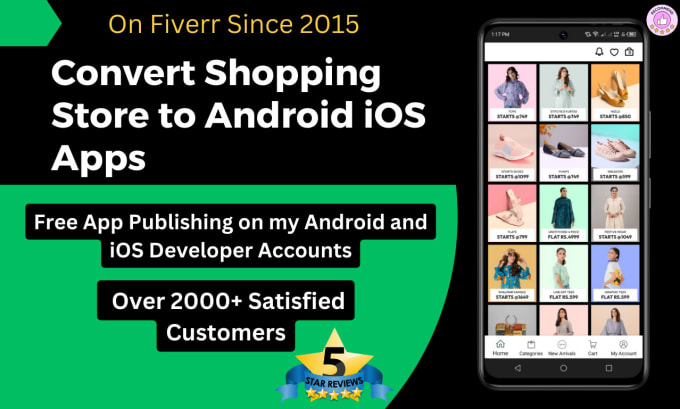 Gig Preview - Convert shopify or any online store to android ios publish on my accounts