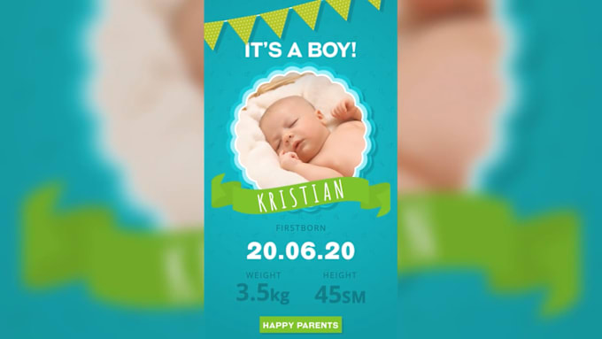 Gig Preview - Create animation baby birthday, baptism invitation