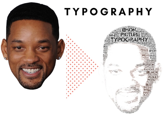 Gig Preview - Transform face or shapes into typography portrait or image