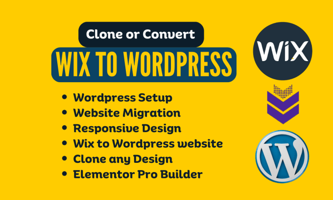 Gig Preview - Clone or convert wix to wordpress website