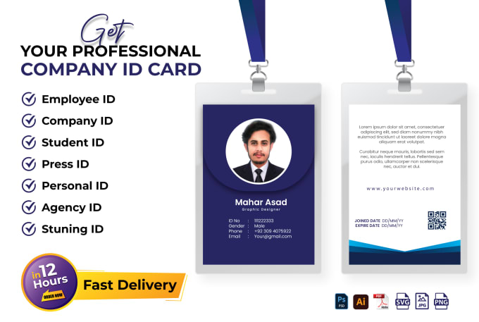 Gig Preview - Do id card, employee card, or student id just in 12 hours