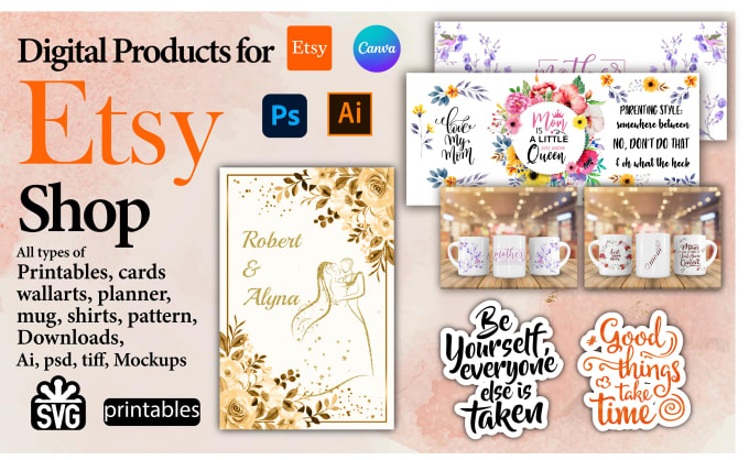 Gig Preview - Design digital products for etsy, kdp, other sites