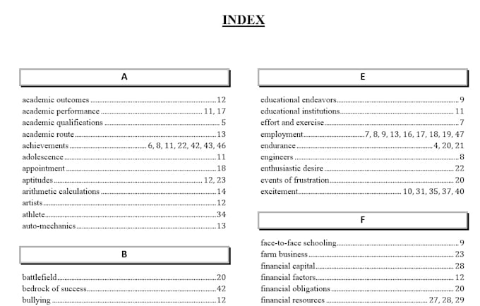 Gig Preview - Create professional book index