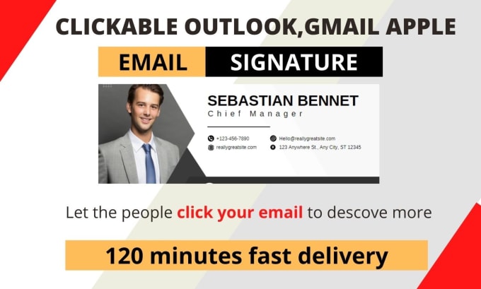 Gig Preview - Make catchy HTML email signature for apple gmail and outlook