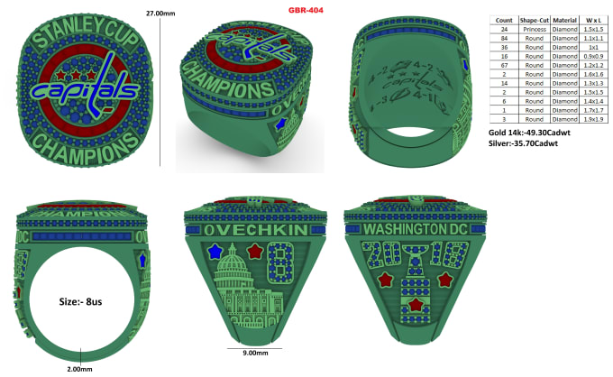 Gig Preview - Custom championship ring design and render