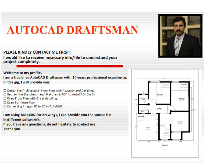 Gig Preview - Draw architectural 2d floor plan in autocad